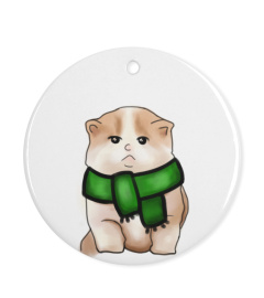 Christmas Cat in scarf illustration ornament