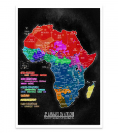 Les langues d'Afrique | noir | avec frontières (poster)