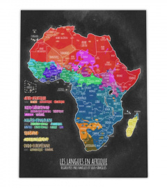 Les langues d'Afrique | noir | avec frontières (canvas)