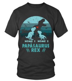 2 Names Papasaurus Rex Dinosaur Dad And Kid - Dinosaure | Custom Name IT Edizione Limitata