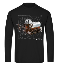 battlebots rusty robot text stack shirt