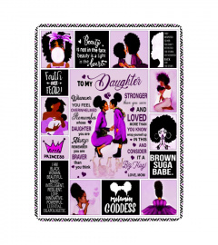 To My Daughter, Love Mom, Black Woman, Purple version Quilt Fleece Blanket