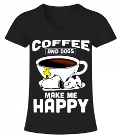COFFEE AND DOGS MAKE ME HAPPY T SHIRT