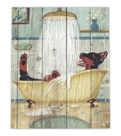 Doberman In Bathtub Wall Art Canvas Decor