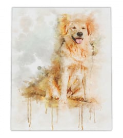 Golden Retriever Dog Draw In Wall Canvas Decor