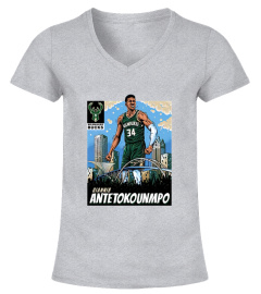 Giannis Antetokounmpo Shirt Giannis Antetokounmpo Skyline Milwaukee Bucks T-Shirt