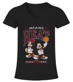 Junk Food Men's Miami Heat Disney Vintage Minnie And Mickey Black T-Shirt