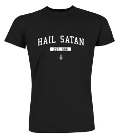 Hail Satan White On Black Shirt