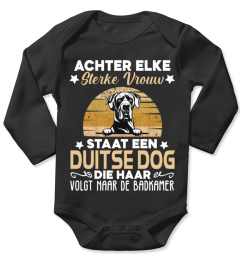 AchterElke Sterke Vrouw Staat Een Duitse dog