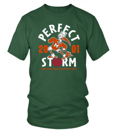 Official 2001 Miami Hurricanes Perfect Storm Football Retro National Champs Tee