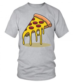Junior's Pizza  Gooey Pepperoni Cheese Slice Dripping Funny T Shirt Round Neck Tee