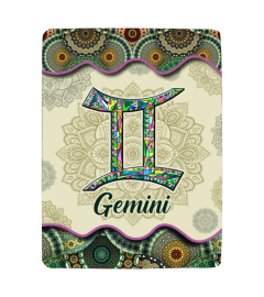 Gemini Vintage Mandala Symbol Blanket