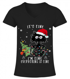 CHRISTMAS CAT SHIRT - IT'S FINE I'M FINE EVERYTHING IS FINE