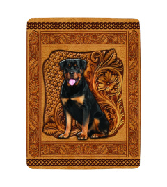 Rottweiler Dog Leather Embossed Blanket