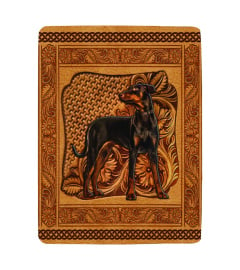 Doberman Dog Leather Embossed Blanket