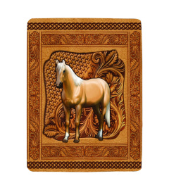 Palomino Horse Leather Embossed Blanket