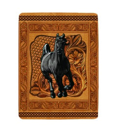 Black Horse Leather Embossed Blanket