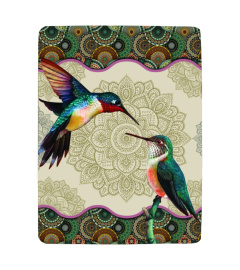 Hummingbird Vintage Mandala Couple Blanket