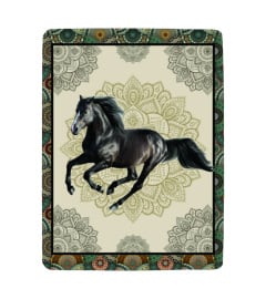 Horse Black Vintage Mandala Blanket