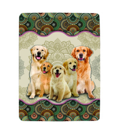 Golden Retriever  Vintage Mandala Family Blanket