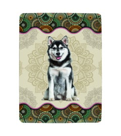 Husky Dog Vintage Mandala Blanket