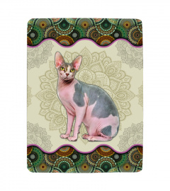 Sphynx Cat Vintage Mandala Blanket