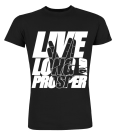 LIVE LONG AND PROSPER Star Trek Quote Meme slogan with silhouette of the Vulkan Gruss