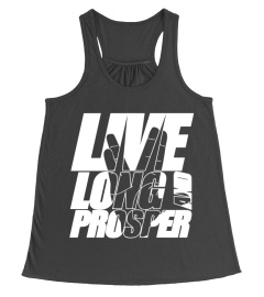 LIVE LONG AND PROSPER Star Trek Quote Meme slogan with silhouette of the Vulkan Gruss