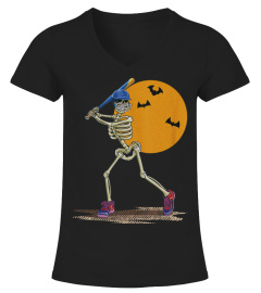 Funny Halloween skeleton baseball
