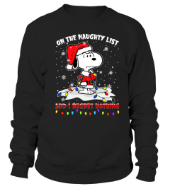 Snoopy On The Naughty List And I Regret Nothing Christmas Shirt