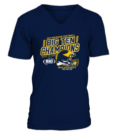 Michigan Football 2022 Back To Back Big Ten Champions Navy Tee Shirt