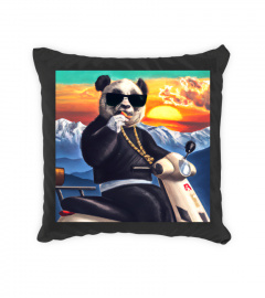 Cool Panda riding a Vespa on sunset