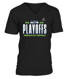 NFL Seahawks Shop - Women's Fanatics Brand Black 2022 Seattle Seahawks NFL Playoffs T Shirt Our Time