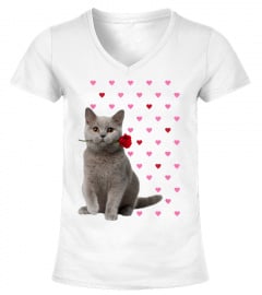 British Shorthair Cat Lover Gift Shirt Pink Hearts Valentine Gifts Cat Mom Cat Dad Hoodie