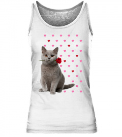 British Shorthair Cat Lover Gift Shirt Pink Hearts Valentine Gifts Cat Mom Cat Dad Hoodie