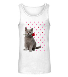 British Shorthair Cat Lover Gift Shirt Pink Hearts Valentine Gifts Cat Mom Cat Dad Hoodie