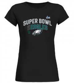 NFL Eagles Shop - Fanatics Brand Black Team Logo Lockup Philadelphia Eagles Super Bowl LVII T Shirt Women's