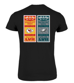 Kansas City Chiefs Vs Philadelphia Eagles Fanatics Branded Black Super Bowl LVII Matchup Golden Ticket T-Shirt