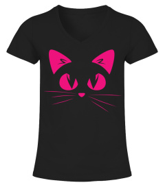 CAT EYE - Damen T-Shirt V-Ausschnitt - schwarz