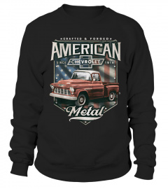 Chevy Truck American Metal Script &amp; American Flag BK