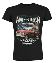 Chevy Truck American Metal Script &amp; American Flag BK