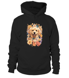 Cute Golden Retriever Flowers