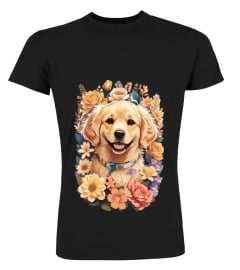 Cute Golden Retriever Flowers