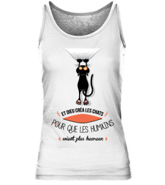 DIEU CRÉA LES CHATS - J'PEUX PAS MON CHAT VEUT PAS - TSHIRT HUMOUR CHAT MINOU DRÔLE JB5 COLLECTION