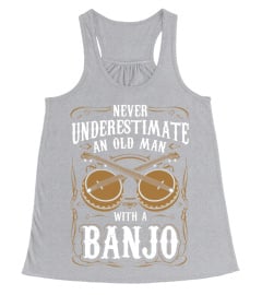 Mens Never Underestimate An Old Man With A Banjo Player T-Shirt