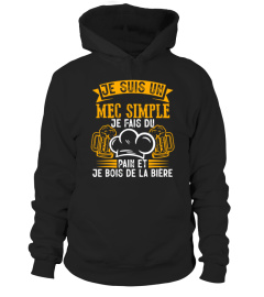 Boulanger-Un Mec Simple Pain Et Bière Apéro Boulanger Homme Cadeau T-Shirt