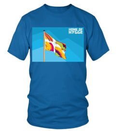 Blue Pop-Art Danish Flag 'Home of Hygge' T-Shirt