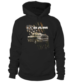 BK. Dodge Ram Pickup Truck Splatter Camo Distressed American Flag