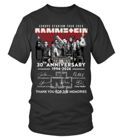 2 Face T-shirt Imprimé 30th Anniversary Rammstein Euro Statdium Tour 2024 Shirt