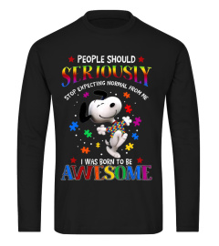 Snoopy Autism Awareness People Should Seriously Stop Expecting Normal From Me T-Shirt